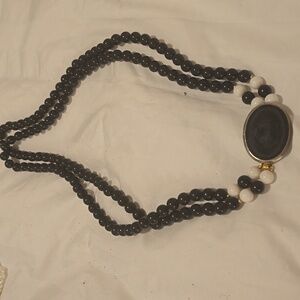 Elegant Black and White Beaded Necklace